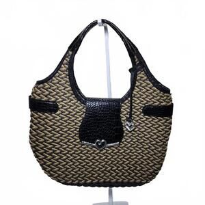 Brighton Women's Handbag Size Medium Brown and Black Woven Tote